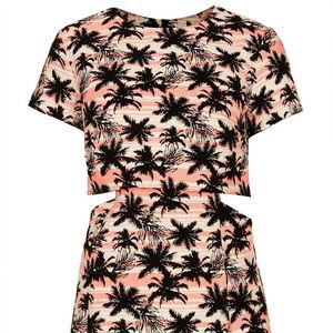 Topshop Palm Tree Crop Skater Dress